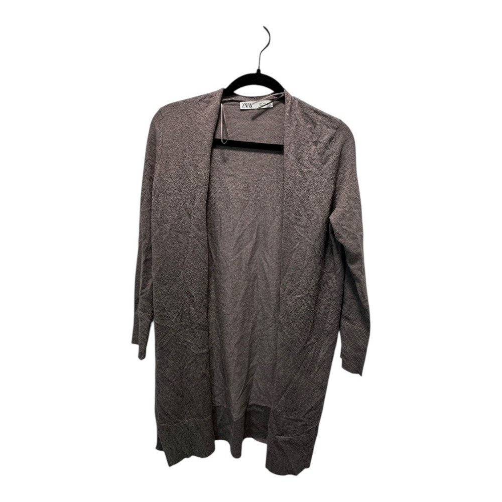 ZARA Long Open Front Cardigan Duster‎ Charcoal Gray Size S